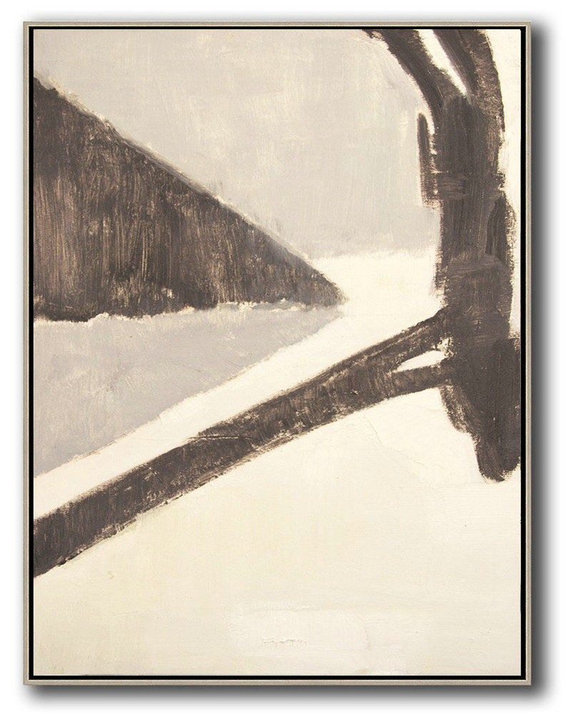 Hand Paint Large Art,Vertical Palette Knife Contemporary Art,Acrylic Painting Canvas Art,White,Grey,Taupe.etc